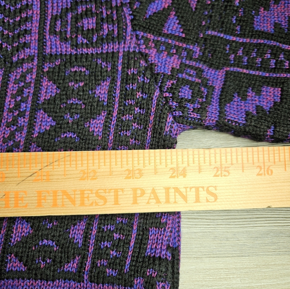 Meister Vintage Sweater Black & Purple Size XL - Picture 9 of 9